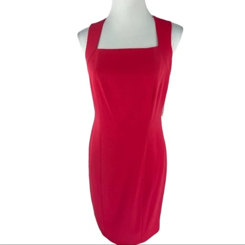 Insight New York Womens Fuchsia Pink Square Neck Sheath‎ Dress PR D15703H NWT 2